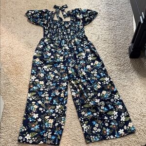 WeLove Fashions Women’s Floral Puff Sleeve Jumpsuit with Tieback Size XL